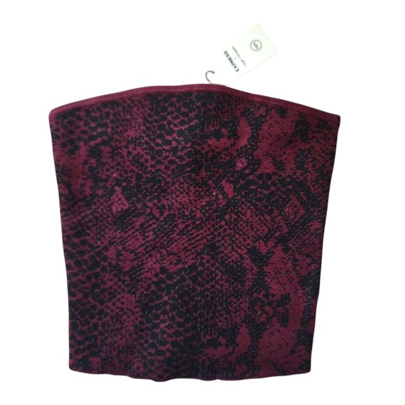 EXPRESS x Negin Mirsalehi strapless knit crop‎ tube top red/black python NEW XXS - Picture 2 of 7